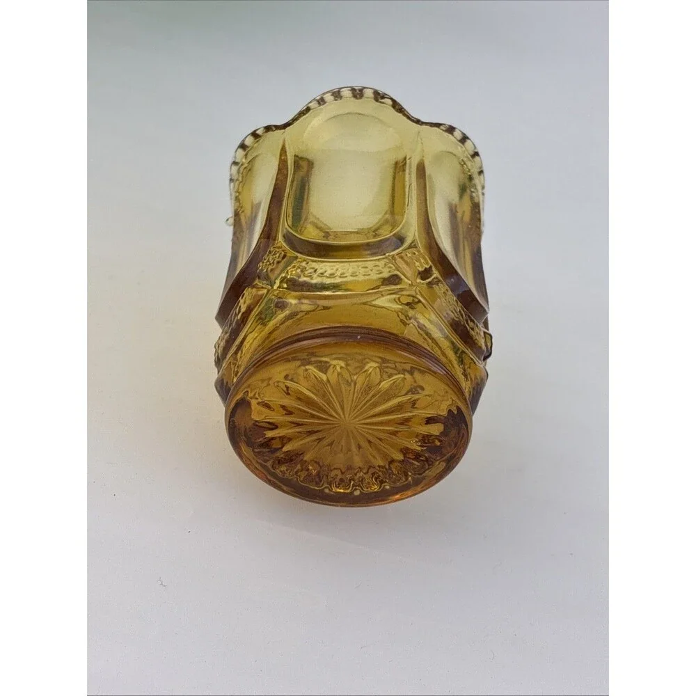 EAPG U.S. Glass Co. Amber Galloway Toothpick Holder Votive Candle Vintage Rare